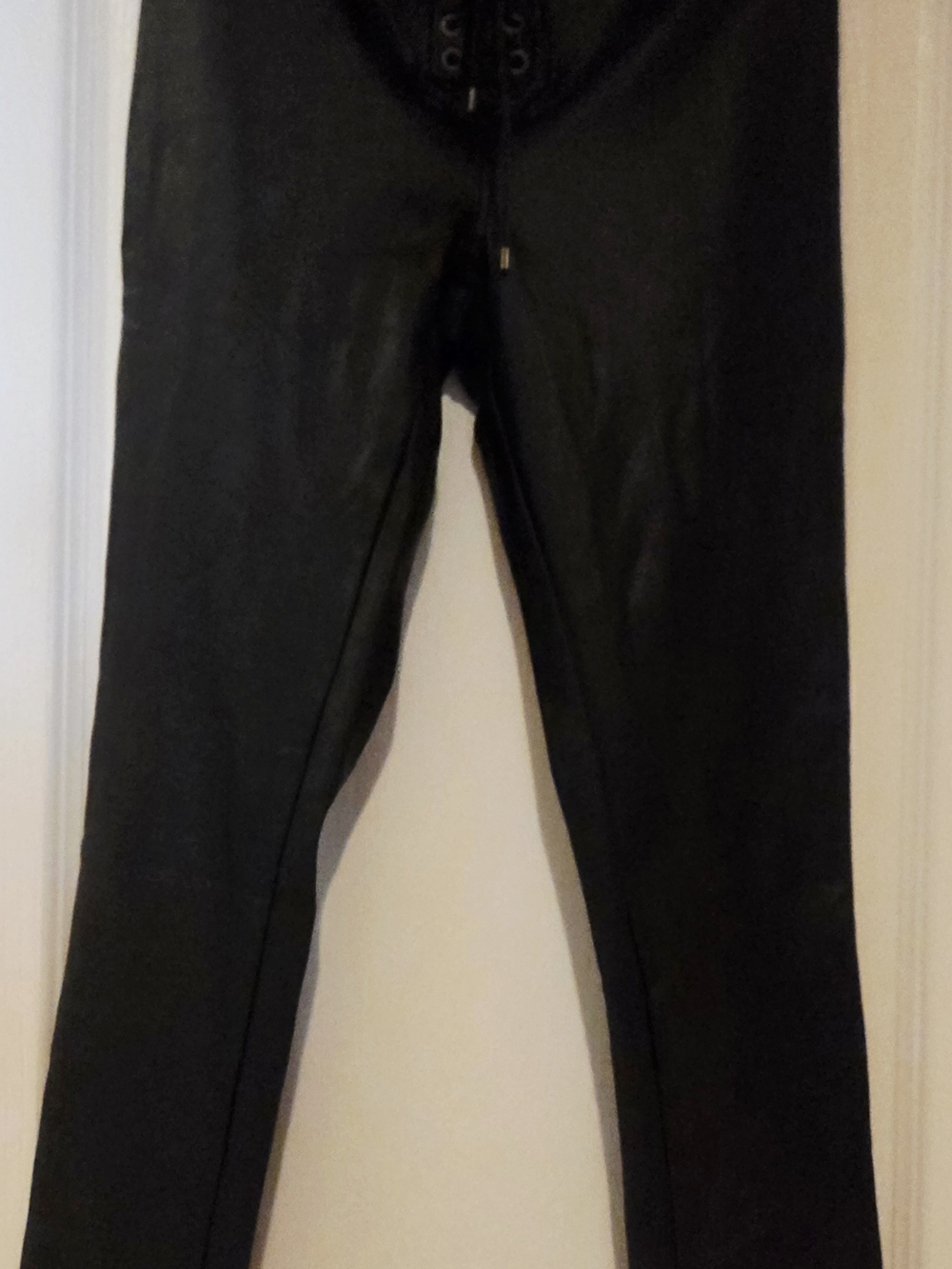 WE THE FREE Size:24 Black Faux Leather High-Waist Lace-Up Pants
